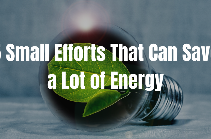  5 Small Efforts That Can Save a Lot of Energy